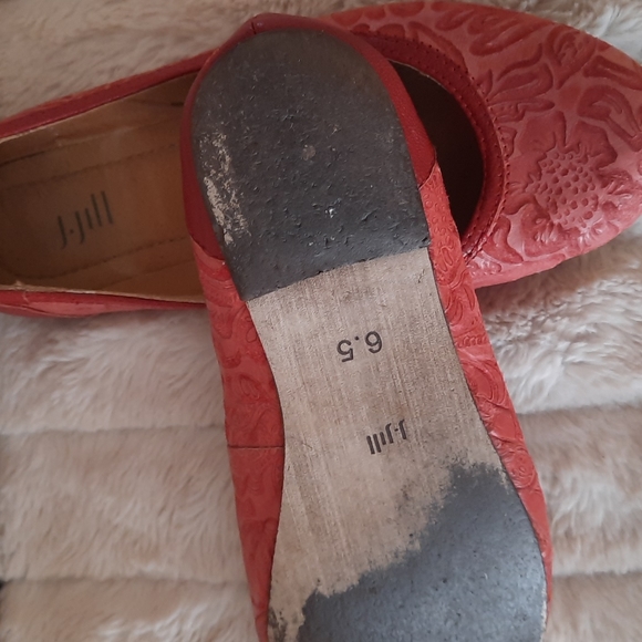 J.Jill red leather ballet slippers size 6.5 - Picture 3 of 4
